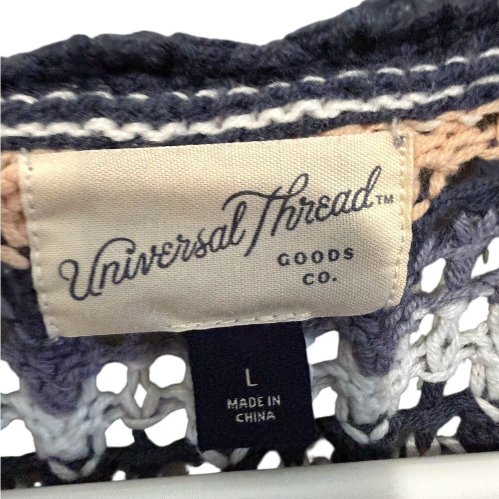 Universal Thread Crochet Knit Tank Top Striped Boho Cottagecore Size L - Picture 4 of 6